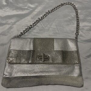 Vintage Whiting & Davis Clutch Bag Silver Mesh Patchwork Mint Condition